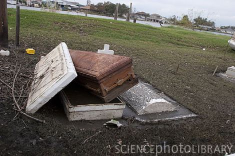 Caskets Emerge from Flooding