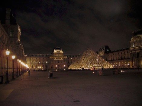 Nighttime at the Louvre.